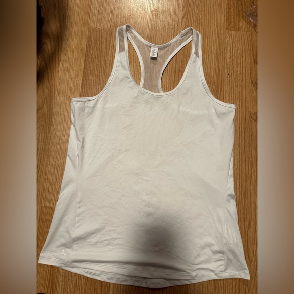 Athleta medium mesh v back racer back work out tank in white athletic wear - Picture 1 of 5